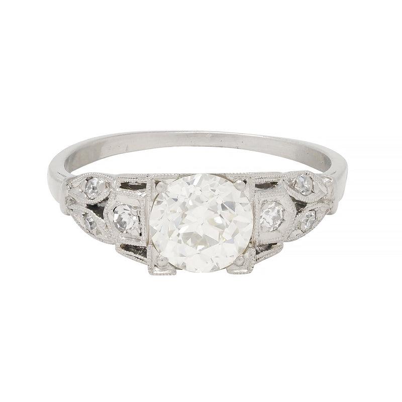 Art Deco 0.92 CTW Diamond Platinum Engagement Ring