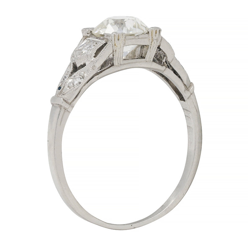 Art Deco 0.92 CTW Diamond Platinum Engagement Ring