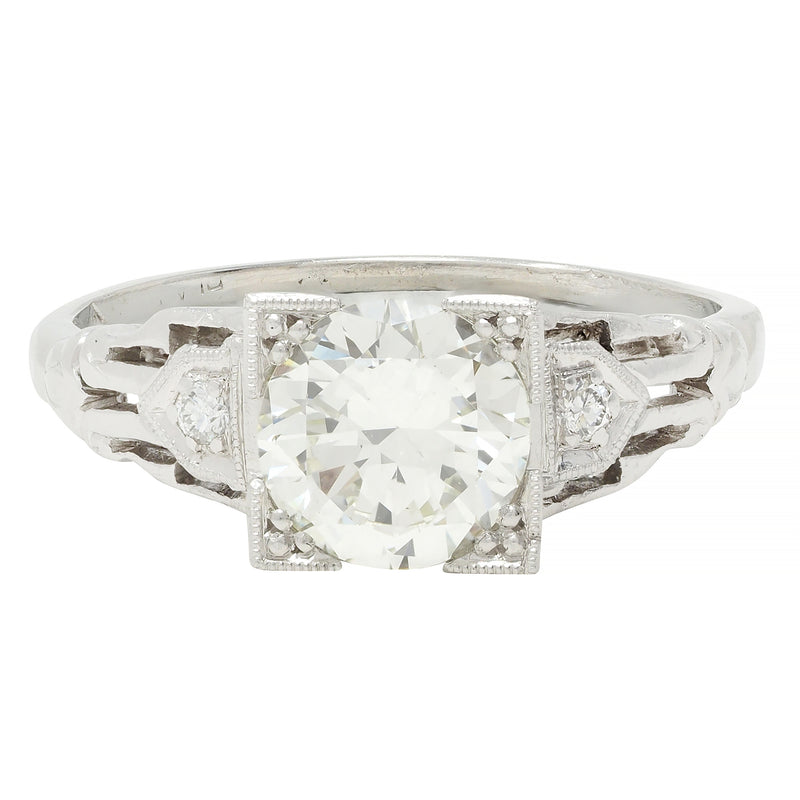 Art Deco 1.03 CTW Old European Cut Diamond Platinum Streamlined Vintage Engagement Ring