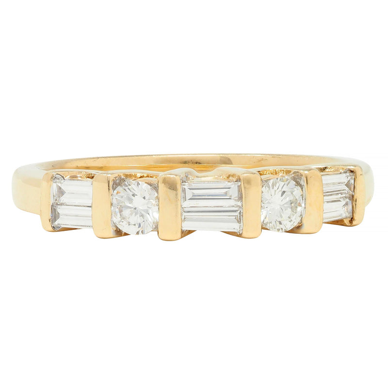 Contemporary 0.50 CTW Diamond 14 Karat Yellow Gold Band Ring