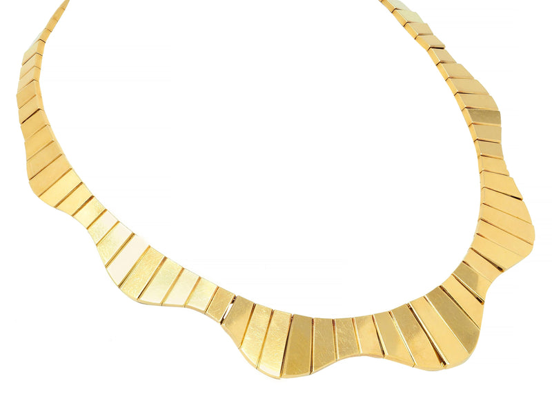 Cartier Modernist 18 Karat Yellow Gold Wave Link Vintage Necklace