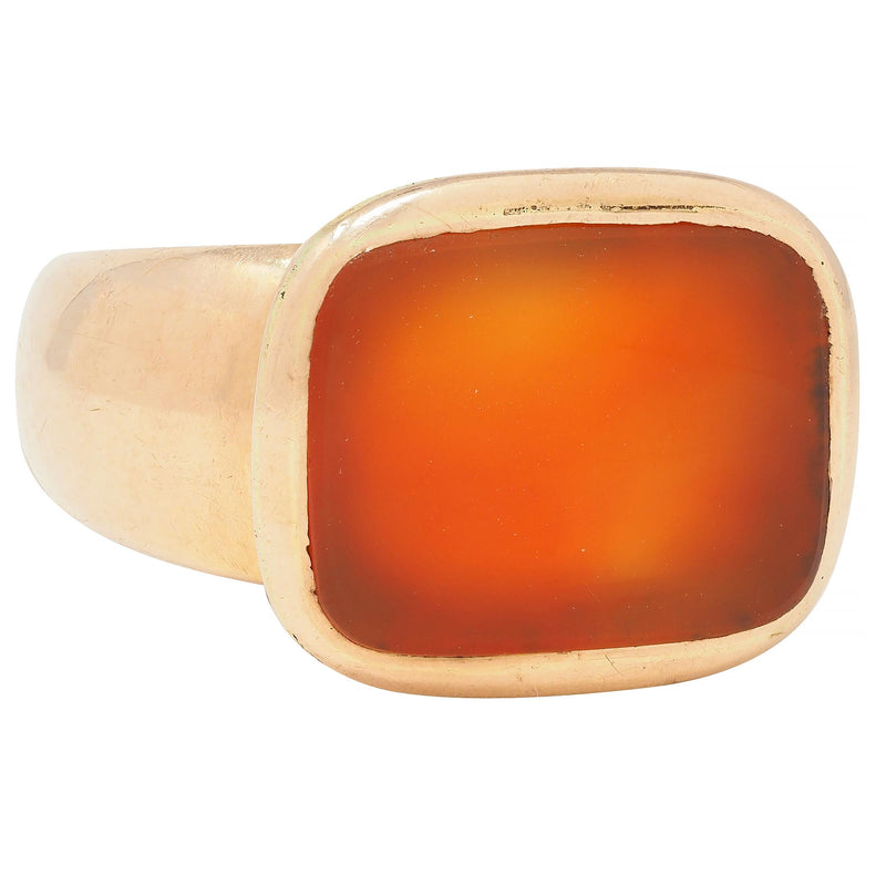 Victorian Carnelian 14 Karat Rose Gold Antique Unisex Signet Ring