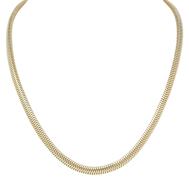 Tiffany & Co. 1940’s Retro 14 Karat Yellow Gold Vintage Snake Chain Necklace