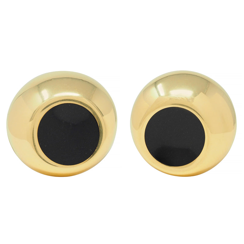 Elsa Peretti Tiffany & Co. Onyx 18 Karat Gold Thumbprint Ear-Clip Earrings