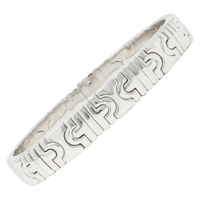 Bulgari 1990s 18 Karat White Gold Parentesi Vintage Cuff Bracelet