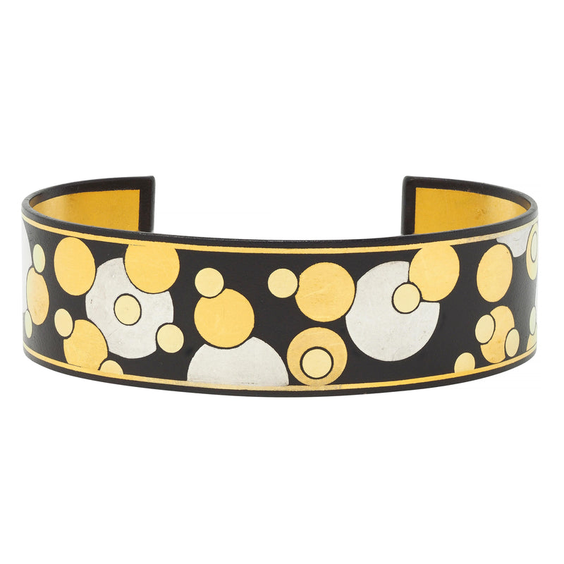 Tiffany & Co. 18 Karat Two-Tone Gold Silver Iron Inlay Damascene Bubble Bracelet