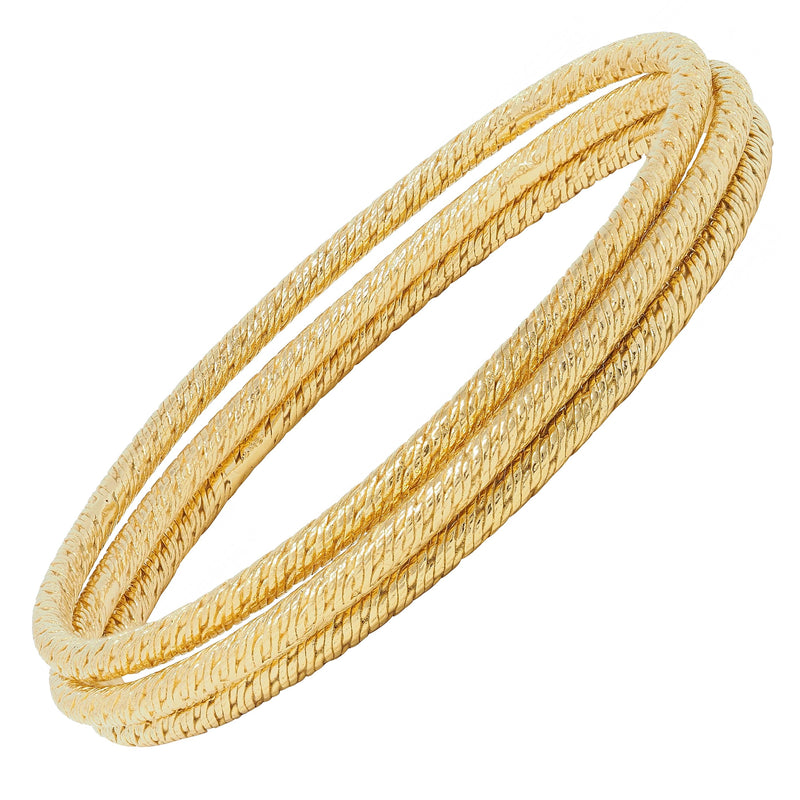 Van Cleef & Arpels 1960’s 18 Karat Yellow Gold Rope Bangle Stacking Bracelet Set