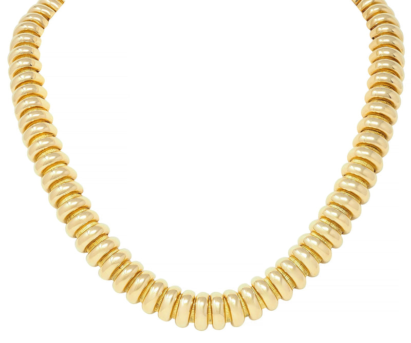 Georges L’Enfant Modernist 18 Karat Yellow Gold Tubogas Vintage Collar Necklace