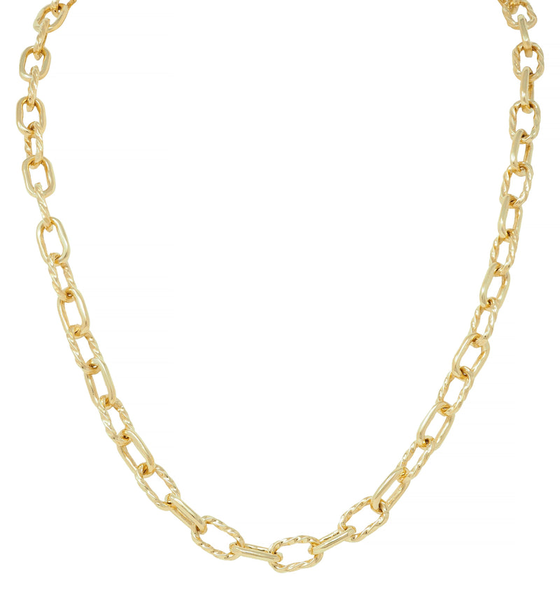 1960’s 18 Karat Yellow Gold Twisted Cable Link Chain Necklace