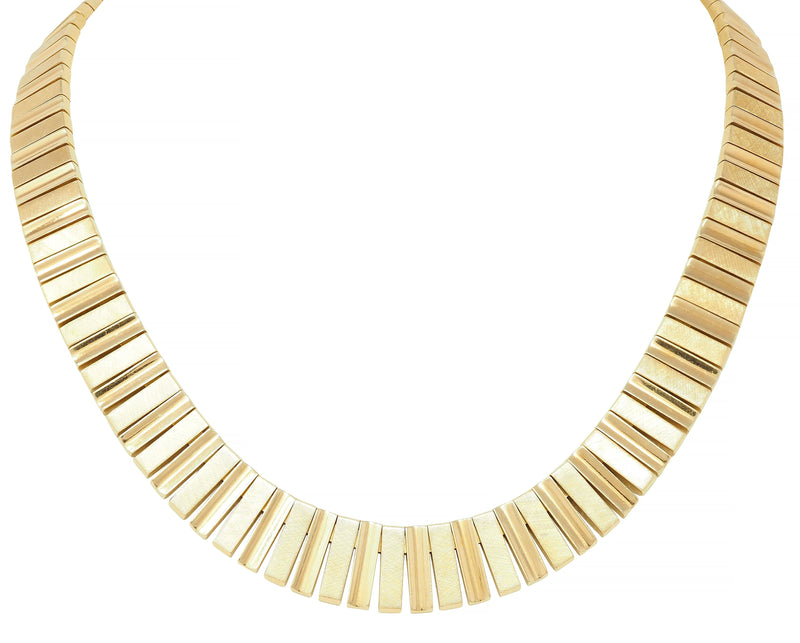 Cartier 1960’s 18 Karat Yellow Gold Wave Link Modernist Vintage Necklace