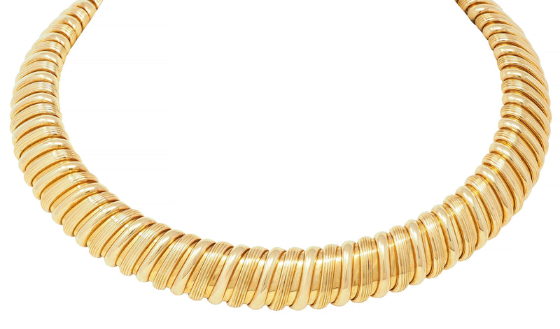 Bulgari 1980’s 18 Karat Yellow Gold Twisting Tubogas Vintage Collar Necklace