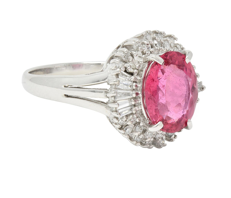 Contemporary 2.85 CTW Spinel Diamond Platinum Ballerina Halo Ring