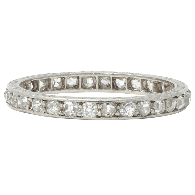 Art Deco 0.90 CTW Diamond Platinum Vintage Eternity Wedding Band Ring