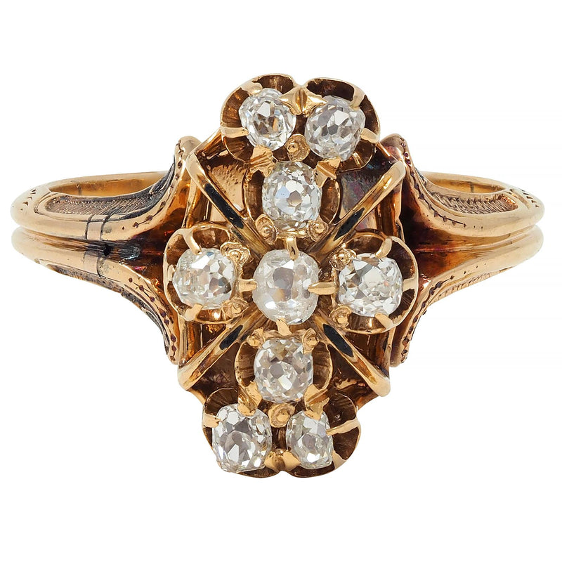 Victorian 0.50 CTW Old Mine Cut Diamond 18 Karat Yellow Gold Antique Ring