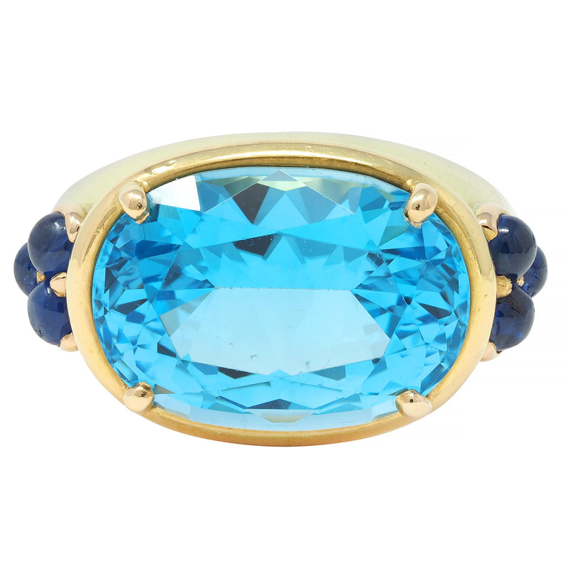 Contemporary 12.05 CTW Topaz Sapphire 18 Karat Yellow Gold Cocktail Ring