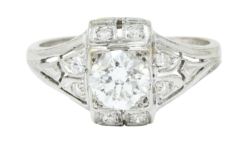 Art Deco 0.85 CTW Diamond Platinum Dinner Engagement Ring