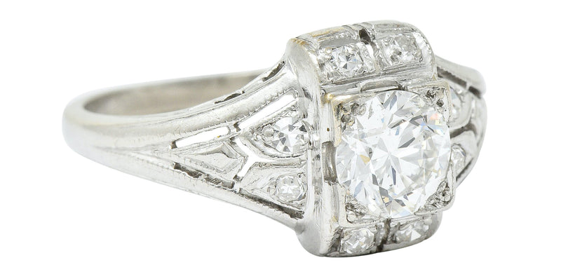 Art Deco 0.85 CTW Diamond Platinum Dinner Engagement Ring