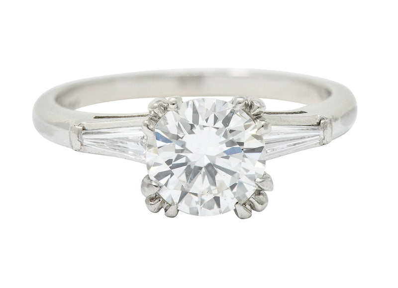 Mid-Century 1.40 CTW Diamond Platinum Engagement Ring GIA Circa 1950