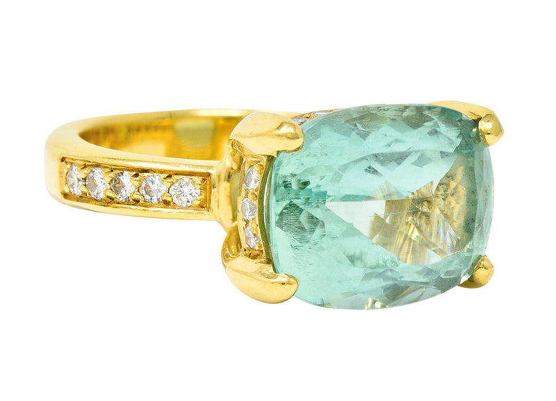 Temple St. Clair Green Beryl Diamond 18 Karat Gold Gemstone Ring