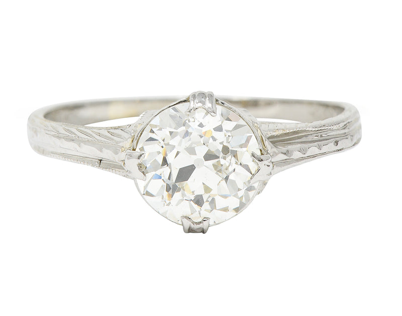 1920’s J.W. Grant & Co. Art Deco 1.60 CTW 18 Karat White Gold Engagement Ring