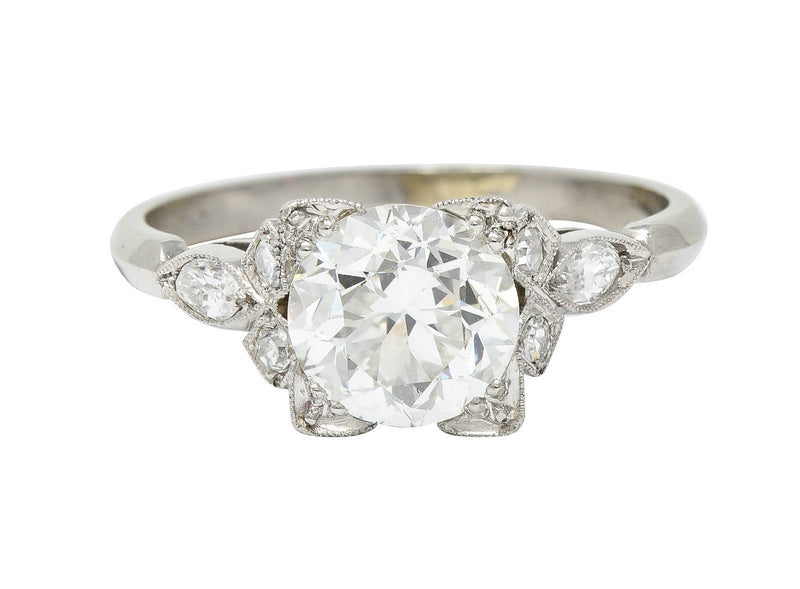 Art Deco 1.68 CTW Old European Diamond Platinum Vintage Engagement Ring GIA