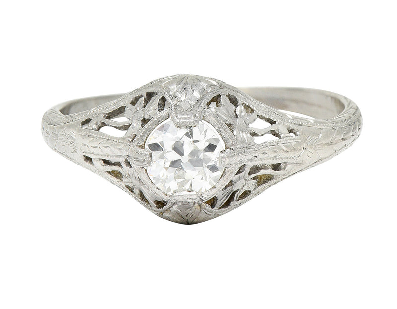 1920’s Early Art Deco 0.43 CTW Diamond Platinum Clover Engagement Ring