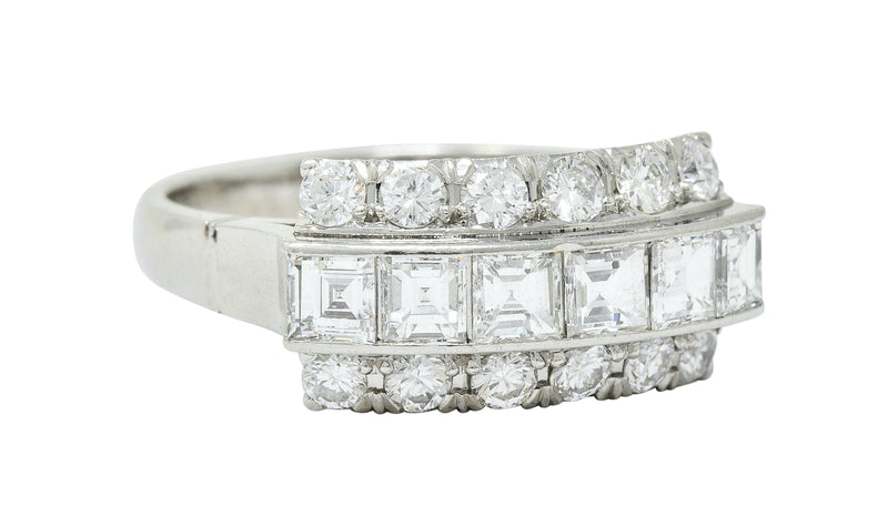 Modern 1.51 CTW Diamond Platinum Three Row Band Ring