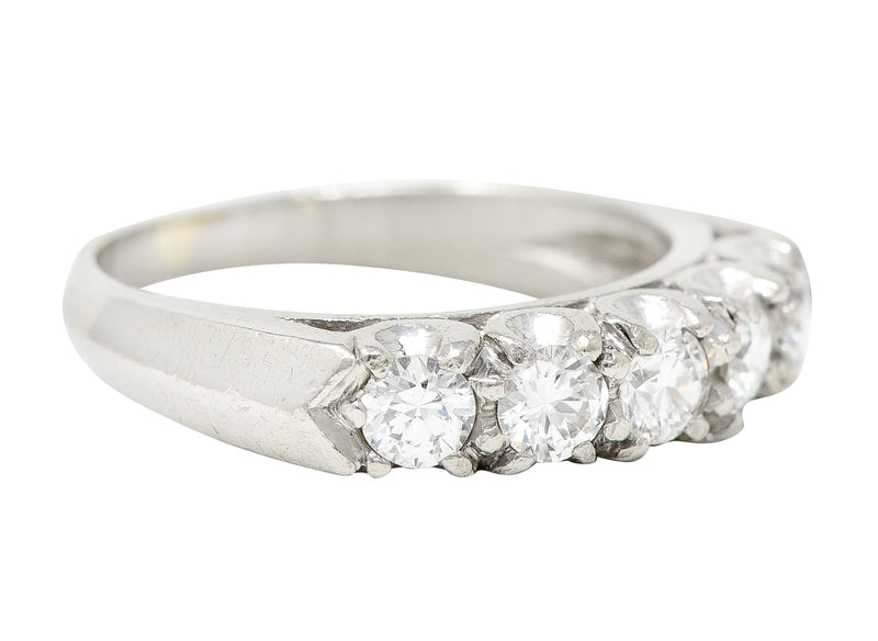 1950’s Mid-Century 0.50 CTW Diamond Platinum Vintage Fishtail Band Ring