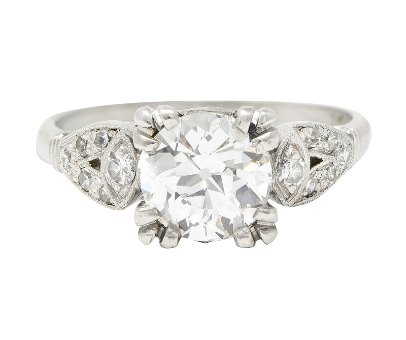 Art Deco 1.33 CTW Old European Diamond Platinum Engagement Ring GIA