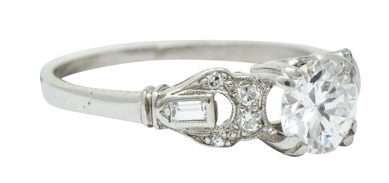 1950’s Mid-Century 0.89 CTW Diamond Platinum Buckle Engagement Ring