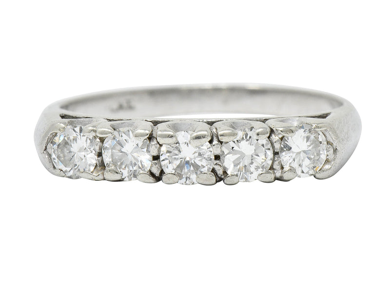 1950’s Mid-Century 0.75 CTW Diamond Platinum Fishtail Band Ring