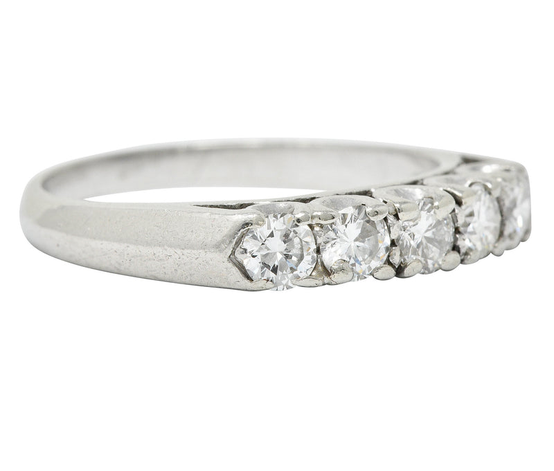 1950’s Mid-Century 0.75 CTW Diamond Platinum Fishtail Band Ring