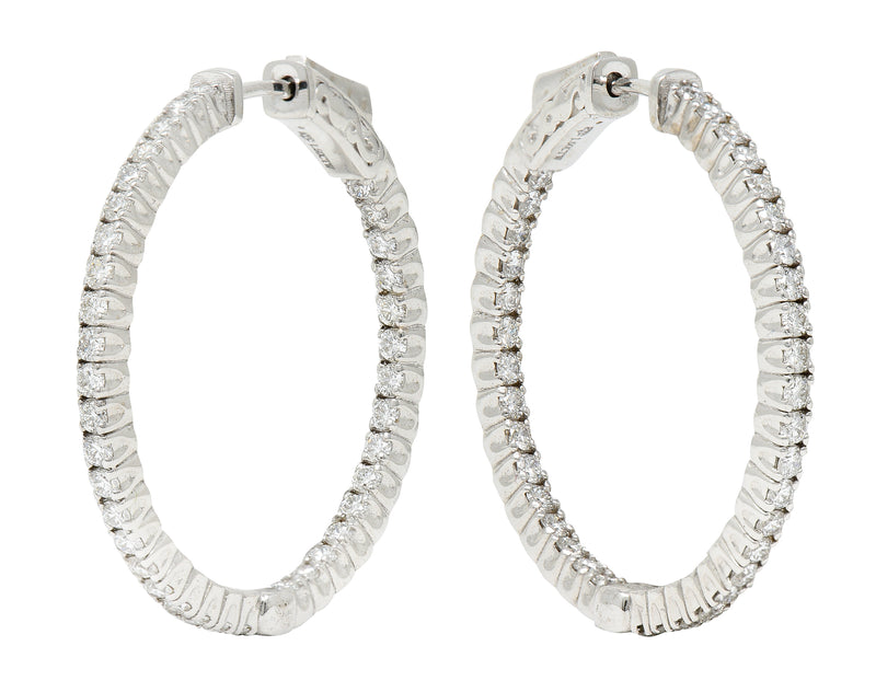 Contemporary 1.50 CTW Diamond 14 Karat White Gold 30 MM Hoop Earrings