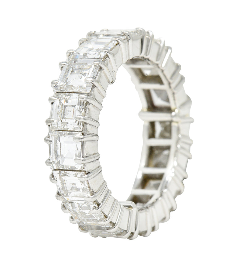 Striking 6.40 CTW Square Step Cut Diamond Platinum Eternity Band Ring