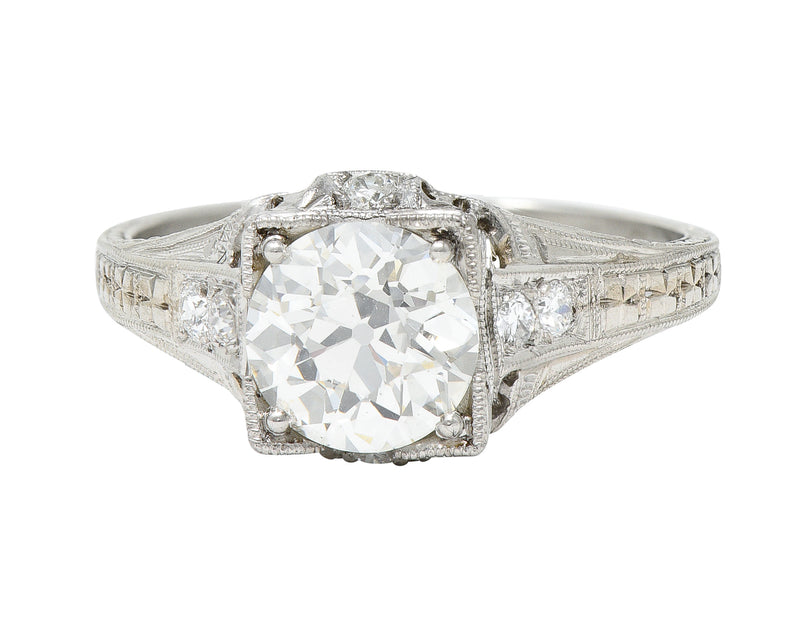 Art Deco 1.67 CTW Diamond Platinum Orange Blossom Vintage Engagement Ring