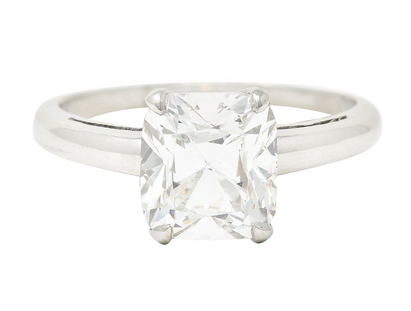 Art Deco 2.33 Carat Old Mine Cut Diamond Platinum Solitaire Vintage Engagement Ring GIA