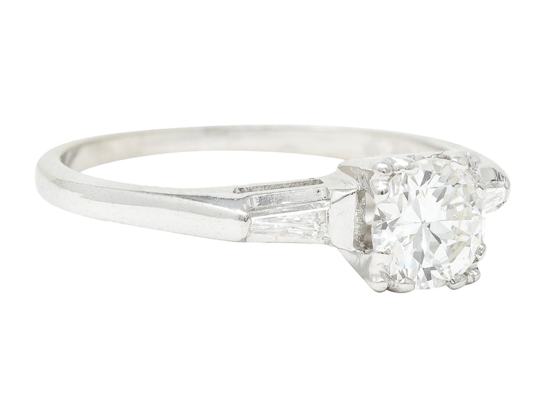 1950’s Mid-Century 0.76 CTW Transitional Cut Diamond 14 Karat White Gold Vintage Engagement Ring