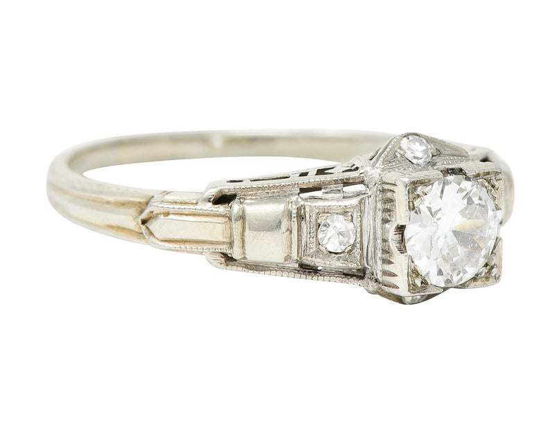 Mid-Century 0.60 CTW Diamond 18 Karat White Gold Engagement Ring