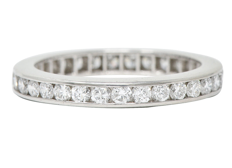 Modern 0.96 CTW Diamond Platinum Eternity Wedding Band Ring