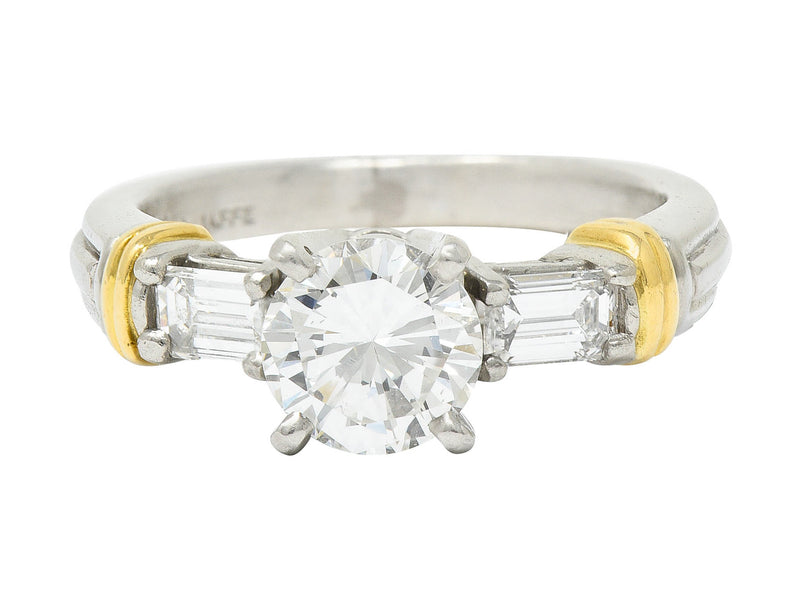 Contemporary 1.58 CTW Diamond Platinum 18 Karat Gold Engagement Ring