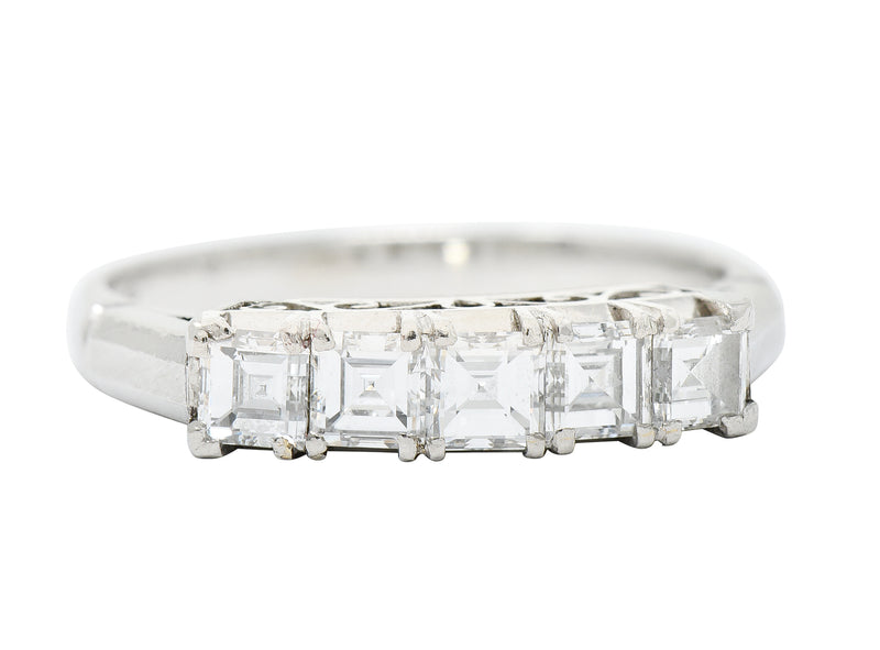 Endearing 0.78 CTW Diamond Platinum Five Stone Band Ring