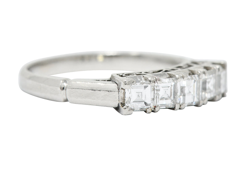 Endearing 0.78 CTW Diamond Platinum Five Stone Band Ring