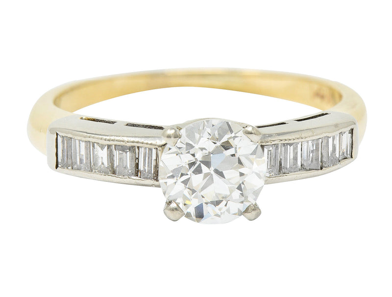 1940’s Retro 1.29 CTW Diamond 14 Karat Two-Tone Engagement Ring GIA