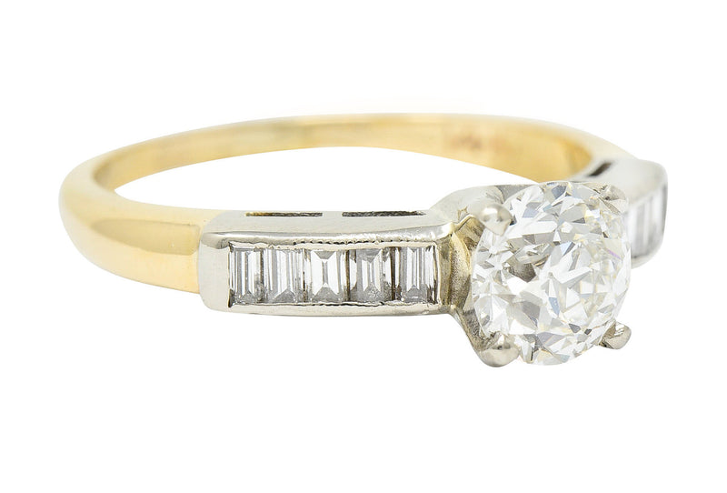 1940’s Retro 1.29 CTW Diamond 14 Karat Two-Tone Engagement Ring GIA