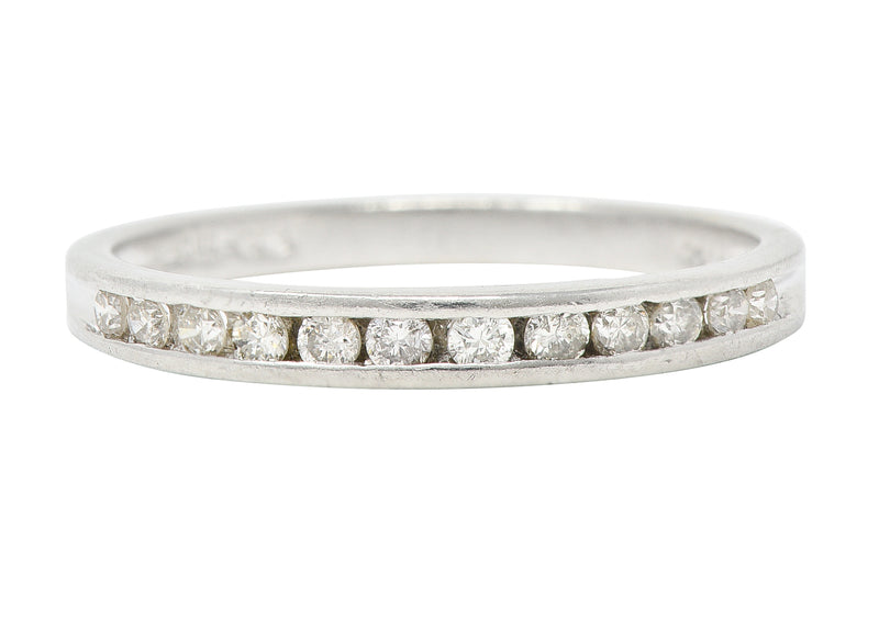 Mid-Century Diamond Platinum Vintage Channel Band Ring