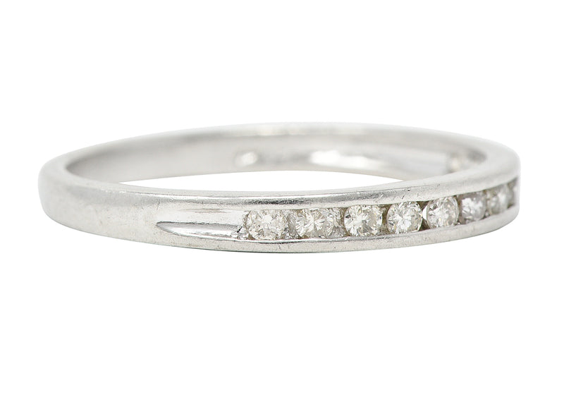 Mid-Century Diamond Platinum Vintage Channel Band Ring