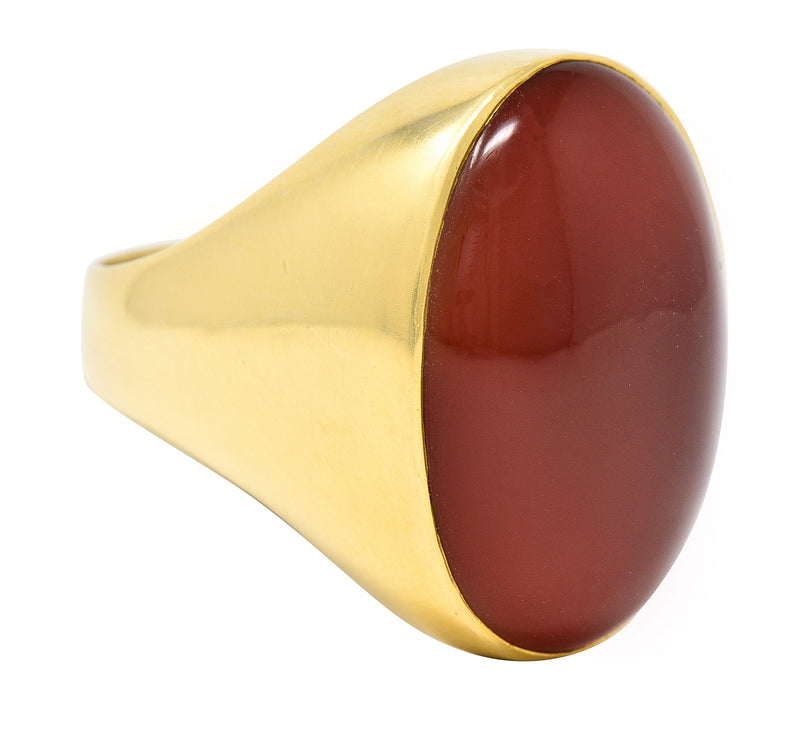 1960’s Carnelian 18 Karat Yellow Gold Oval Vintage Signet Ring