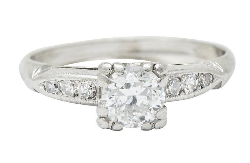 Retro 0.63 CTW Diamond Platinum Engagement Ring Circa 1940