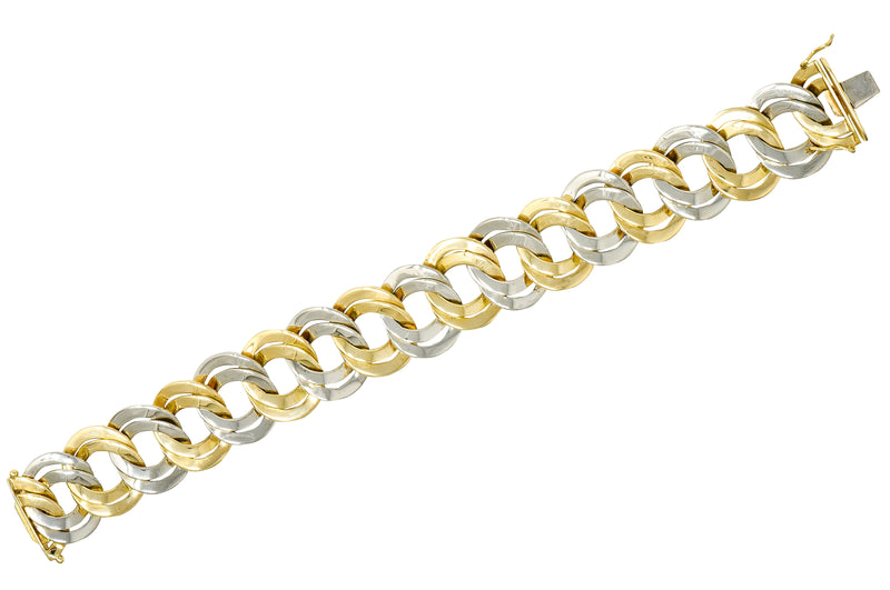 Cartier 1960’s Modernist Mid-Century 18 Karat Two-Tone Gold Double Curb Chain Link Unisex Vintage Bracelet