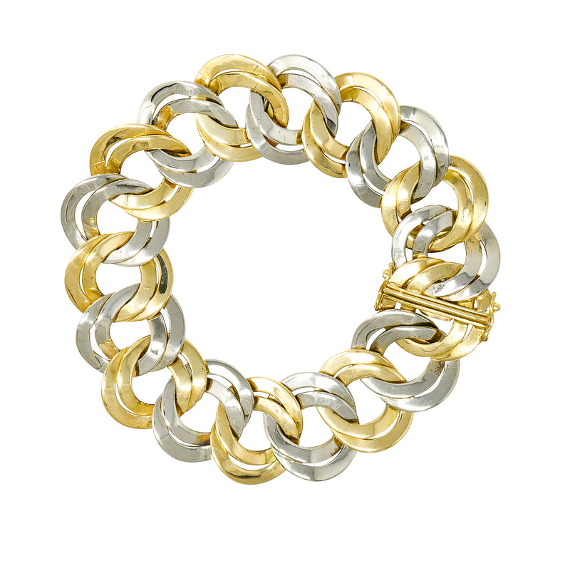 Cartier 1960’s Modernist Mid-Century 18 Karat Two-Tone Gold Double Curb Chain Link Unisex Vintage Bracelet